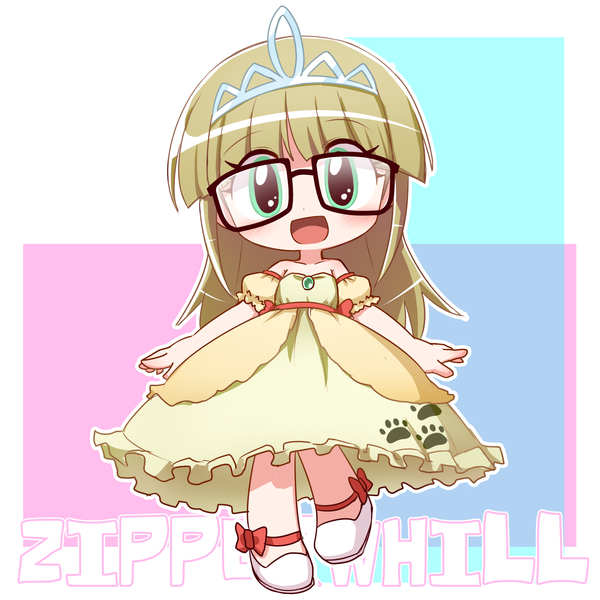 Size: 1500x1500 | Tagged: safe, artist:fikkyu019, artist:ikkyuu, derpibooru import, zippoorwhill, human, g4, chibi, child, clothes, cute, dress, female, glasses, humanized, image, jewelry, looking at you, open mouth, open smile, pixiv, png, smiling, solo, tiara, zippoorbetes