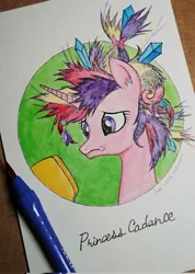 Size: 1462x2048 | Tagged: safe, artist:daisymane, derpibooru import, princess cadance, alicorn, pony, g4, games ponies play, bust, female, image, jpeg, mare, messy mane, solo, traditional art