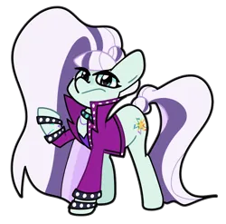 Size: 900x888 | Tagged: safe, artist:kindakismet, derpibooru import, coloratura, earth pony, pony, g4, clothes, countess coloratura, image, jacket, png, simple background, solo, transparent background