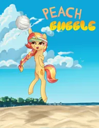 Size: 2490x3233 | Tagged: safe, artist:aasuri-art, derpibooru import, oc, unofficial characters only, pony, unicorn, beach, beach ball, belly, braid, cap, chest fluff, cloud, hat, high res, horn, image, ocean, png, solo, unshorn fetlocks, water