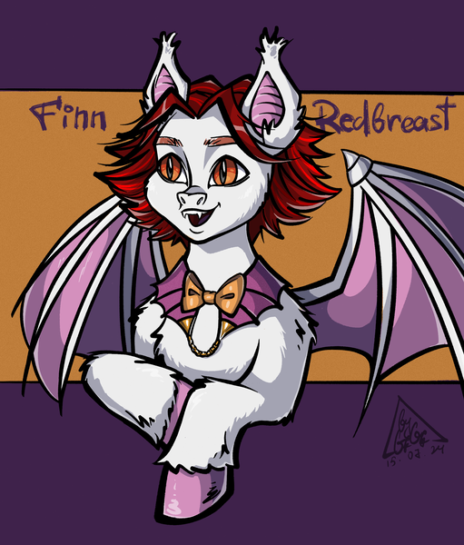 Size: 2300x2700 | Tagged: safe, artist:gigisarts, derpibooru import, oc, oc:finn redbreast, unofficial characters only, bat pony, pony, bartender, bat pony oc, bat wings, bust, clothes, commission, image, orange eyes, png, portrait, red hair, solo, wings