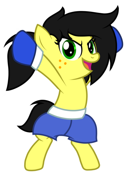 Size: 1220x1700 | Tagged: safe, artist:toyminator900, derpibooru import, oc, oc:uppercute, unofficial characters only, pony, boxing gloves, clothes, freckles, image, png, shorts, simple background, smiling, solo, transparent background