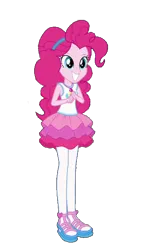 Size: 396x664 | Tagged: safe, artist:blockslikepl, derpibooru import, edit, edited screencap, screencap, pinkie pie, human, equestria girls, g4, background removed, clothes, image, not a vector, png, rah rah skirt, simple background, skirt, smiling, solo, transparent background