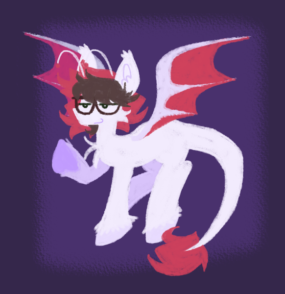 Size: 1356x1397 | Tagged: safe, artist:maxis_da_hades, derpibooru import, oc, oc:dimmer light, unofficial characters only, changeling, pegasus, pony, bat wings, disguise, disguised changeling, disgusted, ear fluff, glasses, image, png, ponysona, simple background, solo, wings