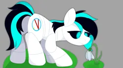 Size: 4500x2500 | Tagged: safe, artist:ponkus, derpibooru import, oc, pony, robot, robot pony, female, flower, glow, glowing eyes, image, mare, png, simple background, snowdrop (flower), solo