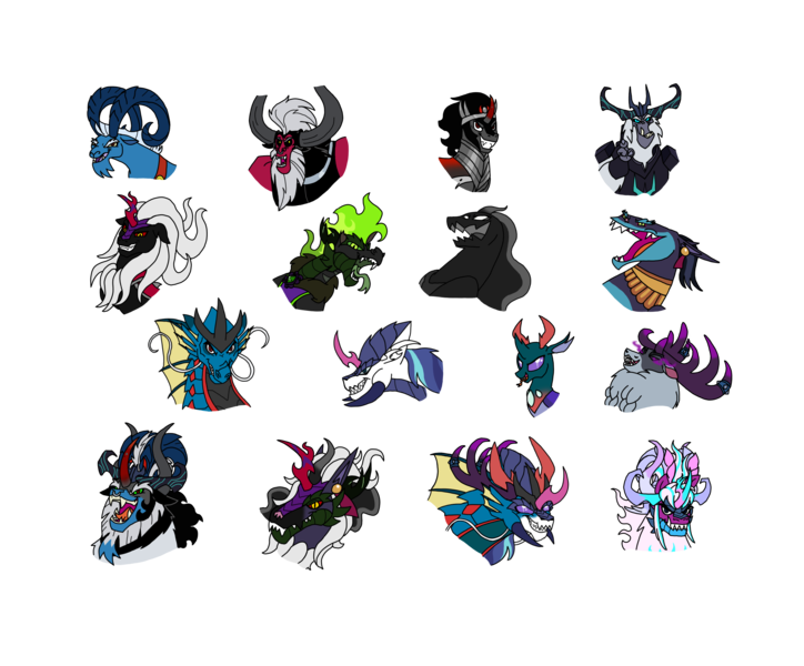 Size: 2414x2000 | Tagged: safe, artist:zetikoopa, derpibooru import, ahuizotl, grogar, king sombra, lord tirek, pharynx, pony of shadows, shining armor, storm king, oc, oc:alastor, oc:bass thunder, oc:dark havok, oc:keiran, oc:odysseus, oc:phantom infinite, ahuizotl (species), centaur, changedling, changeling, deer, dragon, goat, hybrid, kirin, longma, reindeer, shadow pony, siren, storm creature, taur, umbrum, them's fightin' herds, g4, g5, my little pony: the movie, alexandrite arcane, amalgamation, community related, evil grin, evil laugh, female to male, fusion, grin, image, laughing, looking at you, male, male siren, monster shining armor, opaline arcana, png, prince pharynx, rule 63, sianach, simple background, smiling, stronghoof hoofstrong (tfh), transparent background