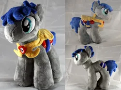 Size: 3067x2300 | Tagged: safe, artist:bastler, derpibooru import, oc, oc:wachmann, unofficial characters only, earth pony, pony, armor, earth pony oc, galacon, guard, image, irl, jpeg, male, mascot, photo, plushie, solo, stallion