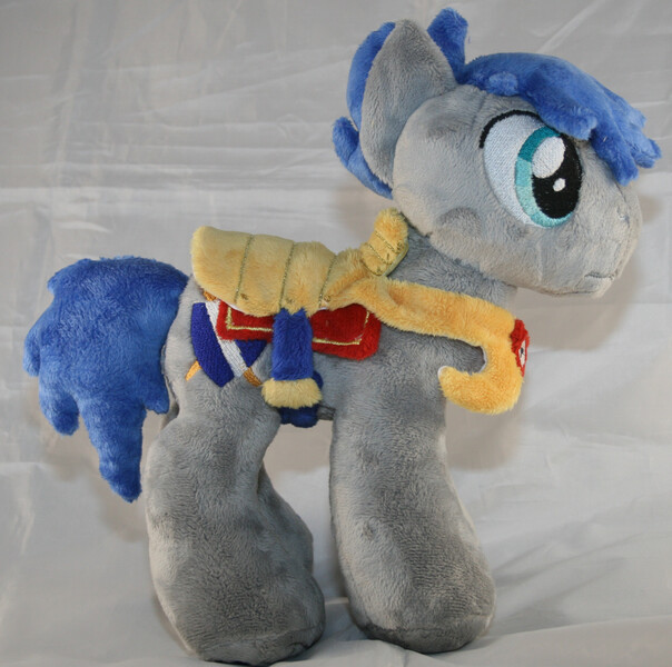 Size: 2356x2340 | Tagged: safe, artist:bastler, derpibooru import, oc, oc:wachmann, unofficial characters only, earth pony, pony, armor, earth pony oc, galacon, guard, image, irl, jpeg, male, mascot, photo, plushie, solo, stallion