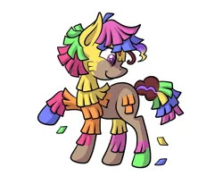 Size: 1309x1033 | Tagged: safe, artist:transformartive, derpibooru import, oc, oc:fiesta, oc:hors, piñata pony, pony, image, paper mache, piñata, png, smiling, solo, transformation