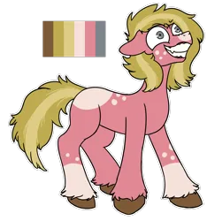 Size: 1500x1600 | Tagged: safe, artist:whimsicalseraph, derpibooru import, oc, unofficial characters only, earth pony, pony, blank flank, blonde mane, blonde tail, brown hooves, coat markings, color palette, colored, colored hooves, colored muzzle, earth pony oc, eyebrows, eyebrows visible through hair, facial markings, fangs, flat colors, freckles, gray eyes, hooves, image, leg markings, png, red coat, shrunken pupils, simple background, slasher smile, smiling, snip (coat marking), socks (coat marking), solo, tail, transparent background, two toned mane, two toned tail