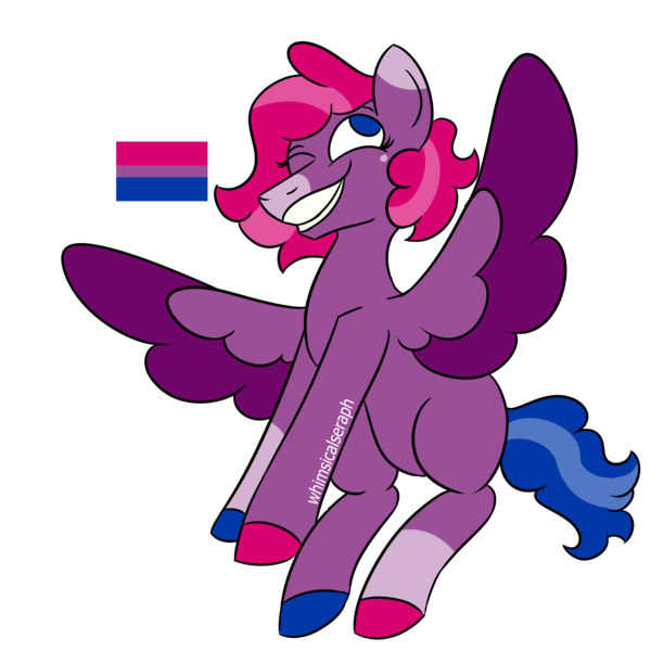 Size: 2000x2000 | Tagged: safe, artist:whimsicalseraph, derpibooru import, oc, unofficial characters only, pegasus, pony, adoptable, bisexual pride flag, female, image, mare, not starsong, png, pride, pride flag, simple background, solo, transparent background