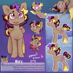 Size: 4000x4000 | Tagged: safe, artist:midnightpremiere, derpibooru import, oc, oc:hors, unofficial characters only, chibi, flying, folded wings, handwriting, image, looking at you, meme, png, reference, reference sheet, silly face, smiling, text, trombone, wings