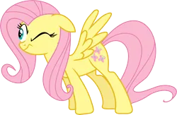 Size: 6418x4195 | Tagged: safe, artist:jimithestache, derpibooru import, fluttershy, pegasus, pony, g4, stare master, female, image, mare, one eye closed, png, simple background, solo, transparent background, vector