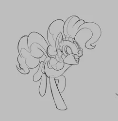 Size: 1946x2000 | Tagged: safe, artist:brdte, derpibooru import, pinkie pie, earth pony, pony, g4, cute, diapinkes, female, gray background, grayscale, image, jpeg, mare, monochrome, open mouth, open smile, simple background, sketch, smiling, solo