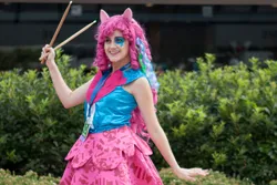 Size: 2974x1983 | Tagged: safe, artist:sarahndipity cosplay, derpibooru import, pinkie pie, human, bronycon, bronycon 2014, equestria girls, g4, clothes, cosplay, costume, drumsticks, image, irl, irl human, jpeg, my little pony equestria girls: rainbow rocks, photo, solo