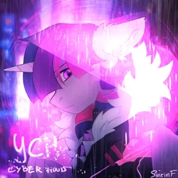 Size: 2500x2500 | Tagged: safe, artist:sinrinf, derpibooru import, twilight sparkle, alicorn, pony, clothes, commission, cyberpunk, example, fur, hood, image, looking at you, png, rain, solo, your character here