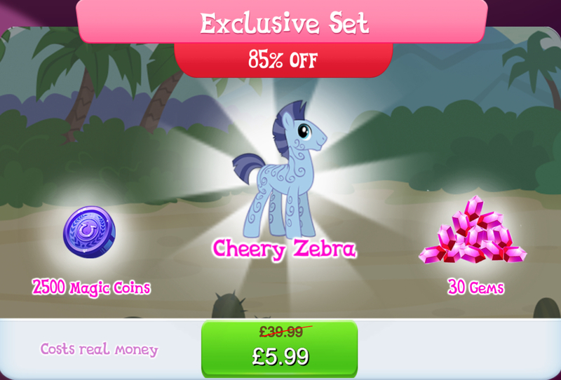 Size: 1267x858 | Tagged: safe, derpibooru import, idw, official, pony, zebra, g4, bundle, coat markings, costs real money, english, gameloft, gem, idw showified, image, jpeg, magic coins, male, mobile game, my little pony: magic princess, numbers, sale, stallion, swirls, swirly markings, text, zahid