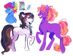 Size: 1978x1528 | Tagged: safe, artist:cactiflowers, derpibooru import, oc, unofficial characters only, earth pony, pegasus, pony, unicorn, earth pony oc, horn, image, pegasus oc, png, solo, unicorn oc, wings