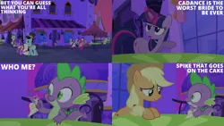 Size: 2000x1125 | Tagged: safe, derpibooru import, edit, edited screencap, editor:quoterific, screencap, applejack, fluttershy, pinkie pie, rainbow dash, rarity, spike, twilight sparkle, a canterlot wedding, g4, image, mane six, png