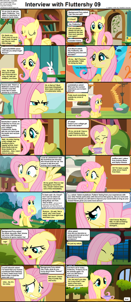 Size: 1282x2947 | Tagged: safe, derpibooru import, edit, edited screencap, screencap, angel bunny, fluttershy, pegasus, pony, rabbit, comic:celestia's servant interview, a bird in the hoof, discordant harmony, friendship is magic, g4, season 1, sonic rainboom (episode), stare master, animal, armchair, basket, book, bookshelf, bowl, caption, chair, comic, covering mouth, cs captions, cup, cute, eyes closed, fireplace, floppy ears, fluttershy is not amused, fluttershy's cottage, fluttershy's cottage (interior), image, image macro, interview, outdoors, pillow, png, ponyville, raised hoof, screencap comic, shyabetes, smiling, spread wings, teacup, text, unamused, wingboner, wings