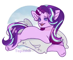 Size: 2185x1810 | Tagged: safe, artist:edainart, derpibooru import, starlight glimmer, unicorn, horn, image, pillow, png, sky, solo