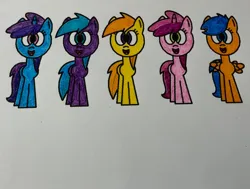 Size: 2031x1536 | Tagged: safe, artist:maddiedraws5678, derpibooru import, first base, liza doolots, noi, petunia, ruby pinch, tootsie flute, earth pony, pegasus, pony, unicorn, g4, adorabase, alternate mane five, alternate universe, aura (g4), aurabetes, classmates, colored, coloring page, cute, female, filly, filly five, foal, girly girl, group, horn, image, noiabetes, open mouth, open smile, pegasus first base, pinchybetes, png, quintet, race swap, simple background, smiling, tomboy, tootsie cute, white background