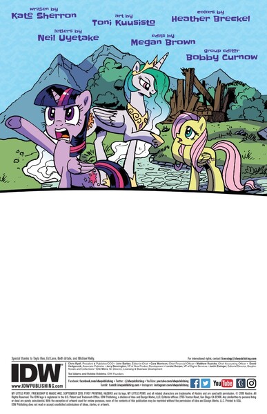 Size: 1010x1567 | Tagged: safe, artist:pencils, derpibooru import, idw, fluttershy, princess celestia, twilight sparkle, g4, spoiler:comic, spoiler:comic82, image, jpeg, mountain, ruins, twilight sparkle is not amused, unamused