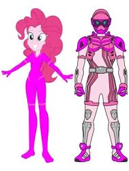 Size: 2652x3508 | Tagged: safe, artist:invisibleink, artist:tylerajohnson352, derpibooru import, edit, editor:pascalmulokozi2, pinkie pie, human, equestria girls, g4, armor, clothes, cyberspace, digitized, digitized body, glowing body, image, kamen rider, kamen rider ex-aid, magenta, pink, png, simple background, solo, suit, white background