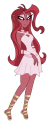 Size: 1112x2776 | Tagged: safe, artist:robertsonskywa1, derpibooru import, oc, oc:mezma, siren, equestria girls, g4, barely eqg related, clothes, disguise, disguised siren, dress, female, hazbin hotel, hellaverse, image, photo, png, sandals, simple background, slender, solo, solo female, thin, transparent background