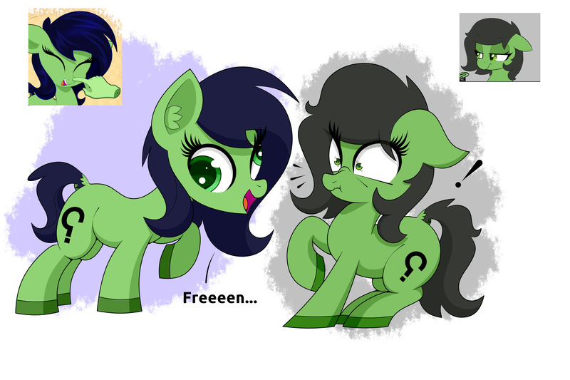 Size: 3000x2000 | Tagged: safe, artist:scandianon, derpibooru import, oc, oc:anonfilly, unofficial characters only, earth pony, pony, derp, emanata, exclamation point, female, filly, floppy ears, foal, image, jpeg, leaning back, leaning forward, nose wrinkle, open mouth, open smile, raised hoof, reference used, scrunchy face, smiling, talking, wall eyed