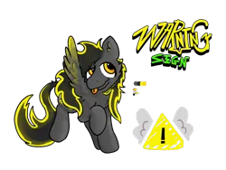 Size: 2160x1620 | Tagged: safe, artist:felixmcfurry, derpibooru import, oc, oc:warning sign, unofficial characters only, pegasus, pony, :p, black fur, colored wings, cutie mark, gradient eyes, gradient wings, image, long mane, long mane male, male, pegasus oc, png, shading, simple background, solo, stallion, tongue out, transparent background, wings