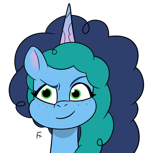 Size: 2595x2663 | Tagged: safe, artist:frownfactory, derpibooru import, unicorn, g5, female, horn, image, misty brightdawn, png, simple background, solo, transparent background