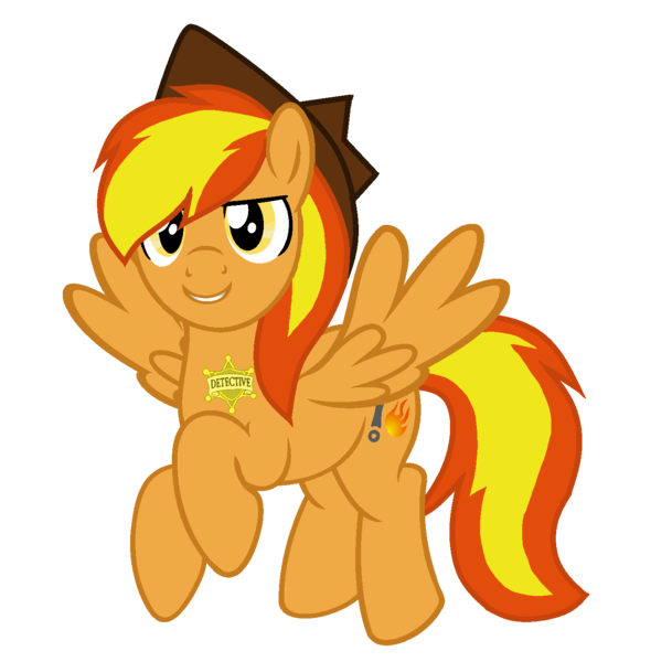 Size: 1435x1413 | Tagged: safe, artist:xxblue-shy-gamersxx, derpibooru import, oc, oc:firey ratchet, unofficial characters only, pegasus, g4, badge, detective, fedora, hat, image, male, png, simple background, solo, transparent background