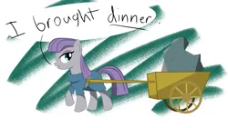 Size: 3840x2160 | Tagged: safe, derpibooru import, maud pie, earth pony, g4, cart, image, png, rock