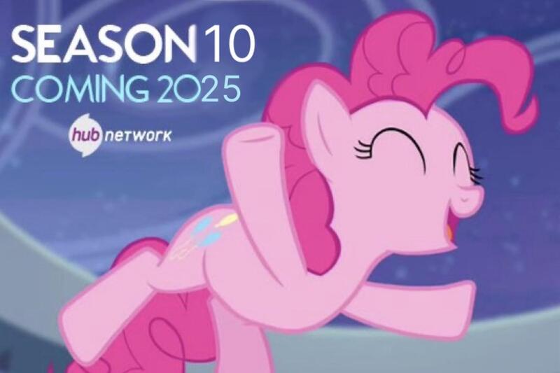 Size: 1280x853 | Tagged: safe, derpibooru import, pinkie pie, earth pony, pony, g4, fake, faker than a three dollar bill, hub logo, image, jpeg, logo, season 10, the hub