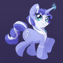 Size: 2048x2048 | Tagged: safe, artist:missmccloud, derpibooru import, ponified, pony, unicorn, blue coat, blue mane, crossover, cutie mark, eye clipping through hair, female, gem, glow, glowing horn, horn, image, jewelry, krystal, looking at you, markings, necklace, nintendo, png, smiling, solo, star fox, tail, tail band, teal eyes, video game crossover