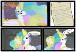 Size: 2048x1413 | Tagged: episode needed, safe, artist:trrrebleee, artist:trrriple0dds, derpibooru import, edit, edited screencap, screencap, princess celestia, starlight glimmer, comic, image, letter, meme, png, politics, stalin glimmer, vulgar