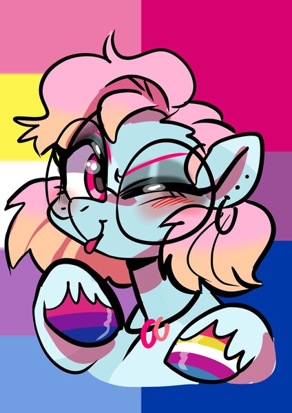 Size: 1240x1754 | Tagged: safe, alternate version, artist:jully-park, derpibooru import, oc, oc:charlotte parker, unofficial characters only, earth pony, pony, bigender, bigender pride flag, bisexual, bisexual pride flag, image, jpeg, pride, pride flag, solo