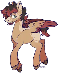 Size: 738x934 | Tagged: safe, artist:beyhr, derpibooru import, oc, oc:gingersky, unofficial characters only, pegasus, pony, artfight, bags under eyes, beauty mark, blank flank, blaze (coat marking), brown coat, brown hooves, coat markings, colored eartips, colored hooves, colored muzzle, colored wings, ear piercing, earring, facial hair, facial markings, gift art, green eyes, hooves, image, jewelry, lidded eyes, long legs, looking back, male, pale muzzle, partially open wings, pegasus oc, piercing, png, profile, red wingtips, short tail, signature, simple background, smiling, solo, spiky mane, stallion, tail, transparent background, two toned mane, two toned tail, two toned wings, unshorn fetlocks, wing fluff, wings