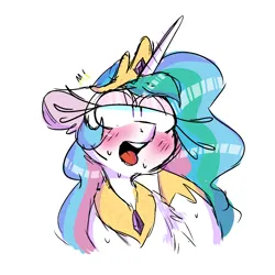 Size: 1400x1400 | Tagged: suggestive, artist:sparjechkaa, derpibooru import, princess celestia, princess molestia, ahegao, bust, image, looking up, meme, old art, open mouth, png, silly style, sketch, tongue out