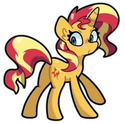 Size: 900x891 | Tagged: safe, artist:kindakismet, derpibooru import, sunset shimmer, pony, unicorn, g4, bunset shimmer, butt, cutie mark, horn, image, looking back, plot, png, simple background, smiling, solo, transparent background