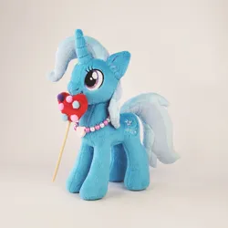 Size: 1000x1000 | Tagged: safe, artist:larsen toys, derpibooru import, trixie, original species, plush pony, pony, unicorn, candy, female, food, forsale, handmade, horn, image, jewelry, jpeg, lollipop, mare, necklace, photo, plushie, sale, solo