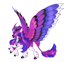 Size: 4700x4100 | Tagged: safe, artist:gigason, derpibooru import, oc, oc:violet star, unofficial characters only, hippogriff, absurd resolution, colored wings, image, magical lesbian spawn, multicolored wings, offspring, parent:queen novo, parent:twilight sparkle, png, simple background, solo, transparent background, wings