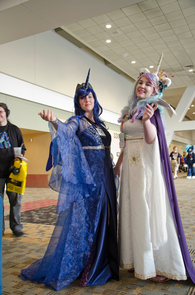 Size: 3264x4928 | Tagged: safe, artist:lochlan o'neil, derpibooru import, princess celestia, princess luna, human, bronycon, bronycon 2015, g4, clothes, cosplay, costume, female, image, irl, irl human, jpeg, photo, royal sisters, siblings, sisters