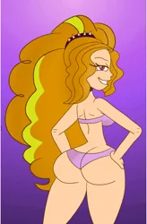 Size: 2349x3584 | Tagged: suggestive, artist:scobionicle99, color edit, derpibooru import, edit, adagio dazzle, human, equestria girls, g4, adagio dat-azzle, ass, big hair, bikini, bikini babe, breasts, butt, buttcrack, clothes, colored, cropped, female, gradient background, hand on hip, hands on thighs, huge butt, human coloration, image, large butt, looking at you, my little pony equestria girls: rainbow rocks, pink swimsuit, png, rear view, seductive, seductive look, sexy, sideboob, solo, solo female, swimsuit, the ass was fat, thick, thighs, thunder thighs, wide hips