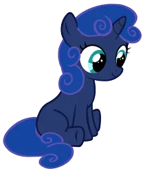 Size: 1500x1775 | Tagged: artist needed, safe, anonymous artist, derpibooru import, princess luna, sweetie belle, pony, unicorn, alternate color palette, female, filly, foal, fusion, fusion:princess luna, fusion:sweetie belle, horn, image, png, smiling, solo