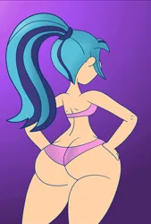 Size: 2688x3966 | Tagged: suggestive, artist:scobionicle99, color edit, derpibooru import, edit, sonata dusk, equestria girls, g4, ass, bikini, bikini babe, breasts, butt, buttcrack, clothes, colored, cropped, female, gradient background, hand on hip, hands on thighs, huge butt, human coloration, image, jpeg, large butt, my little pony equestria girls: rainbow rocks, pink swimsuit, ponytail, rear view, sexy, sideboob, solo, solo female, sonata donk, swimsuit, the ass was fat, thick, thighs, thunder thighs, wide hips