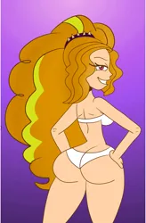 Size: 2349x3584 | Tagged: suggestive, artist:scobionicle99, color edit, derpibooru import, edit, edited edit, adagio dazzle, human, equestria girls, g4, adagio dat-azzle, ass, big hair, bikini, bikini babe, breasts, butt, buttcrack, clothes, colored, cropped, female, gradient background, hand on hip, hands on thighs, huge butt, human coloration, image, large butt, long hair, looking at you, my little pony equestria girls: rainbow rocks, png, rear view, seductive, seductive look, sexy, sideboob, solo, solo female, swimsuit, the ass was fat, thick, thighs, thunder thighs, white bikini, white swimsuit, wide hips