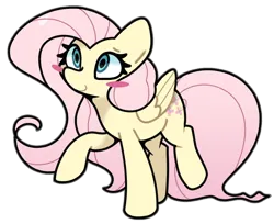 Size: 900x736 | Tagged: safe, artist:kindakismet, derpibooru import, fluttershy, pegasus, pony, g4, blush sticker, blushing, image, png, simple background, smiling, solo, white background