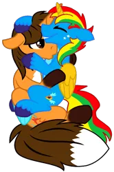 Size: 698x1050 | Tagged: safe, artist:shieldwingarmorofgod, derpibooru import, oc, oc:ej, oc:shield wing, alicorn, g4, alicorn oc, female, gay, horn, hug, image, male, png, simple background, transparent background, wings